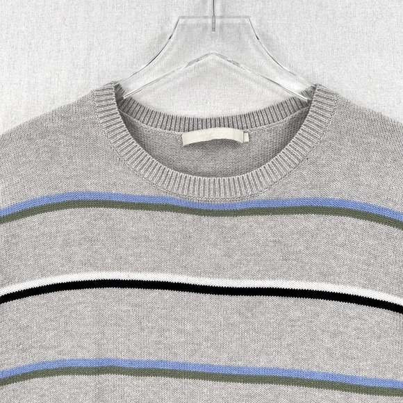 ONE GREY DAY Sweater Women Small Gray Crew Neck Oversized Cotton Pullover Stripe - Picture 3 of 10
